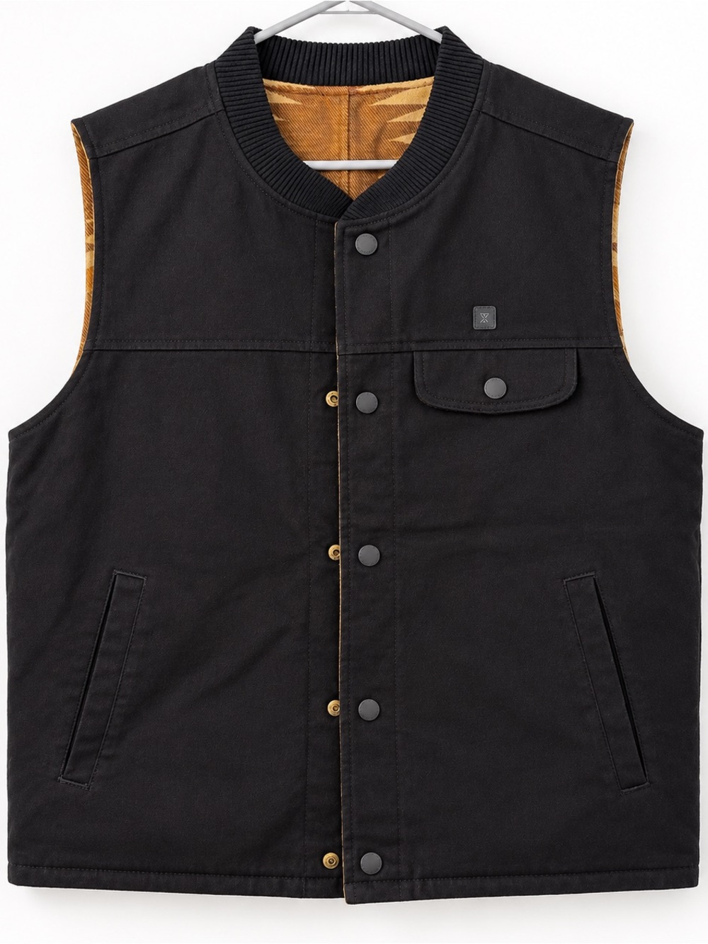 Roark Reversible Black Vest with Tan Quilted Lining